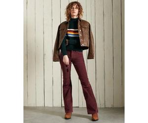 Women's mid-rise corduroy flared slim fit jean Trousers Superdry Marron 26x31