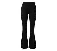 Women's Mid-Rise Flared Corduroy Jersey Trousers QS Noir 34