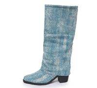 Women's Mid-Rise Fringe Boots Suede Look Western Block Heel Slip On | Fashionable suede look boots stable hold can be combined with skirts, dresses and everyday wear in the cold season