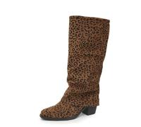 Women's Mid-Rise Fringe Boots Suede Look Western Block Heel Slip On | Fashionable suede look boots stable hold can be combined with skirts, dresses and everyday wear in the cold season