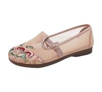 Women's Middle Aged Slope Heel Mesh Shoes, Flat Non Slip Slippers Indoor and Outdoor Summer Beach Sneakers Soft Sole Comfortable Walking Shoes Pink