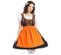 Women's Midi Dirndl, Elegant Complete Set, Simple Bavarian Outfit with Blouse & Apron, Traditional Dirndl Dress, Bavarian Costumes for Beer Carnival Oktoberfest Party