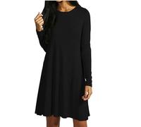 Womens Midi Dresses New Ladies Flared A Line Skater Swing Summer Midi Dress Top Black 24/26