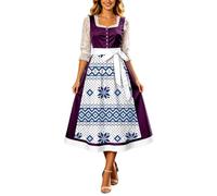 Women's Midi-Long Dirndl, Complete Trachten Set with Blouse & Apron, Elegant Traditional Dress, Perfect for Oktoberfest, Carnival & Special Occasions, Bavarian Costumes