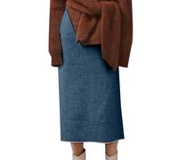 Women's Midi Skirt, Wrap Skirt Women Vintage High Waist Wool Straight Solid Color Casual Comfortable Warm Line A Cut Slim Chic And Elegant Passe-Partout Streetwear Skirts