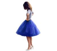 Women's Midi Tulle Tutu Skirt 5 Layers Tulle Skirts 50s Puffy Tutu Skirts Ballet Costume Fluffy Princess Skirt Underskirt Knee Length Petticoat 1950s Swing Vintage A-line Half Slips(Blue,16)