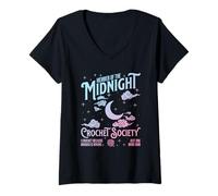 Womens Midnight Crochet Society I Crochet Because Murder is Wrong V-Neck T-Shirt