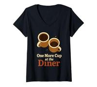 Women's Midnight Diner Neon Sign Coffee Pancakes Highway Gift V-Neck T-Shirt