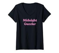 Womens Midnight Guzzler - pink gift for women or men V-Neck T-Shirt