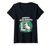 Womens Midnight Munchies Funny Horse Refrigerator Humor V-Neck T-Shirt