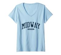 Women's Midway Kentucky KY College University Style Blue V-Neck T-Shirt