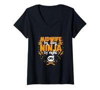 Women's Midwife By Day Ninja By Night - Best Midwife V-Neck T-Shirt
