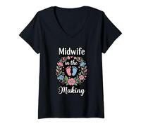 Women's Midwife in The Making Student Birth Worker V-Neck T-Shirt