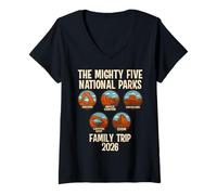 Womens Mighty Five 2026 Family Trip Utah Parks V-Neck T-Shirt