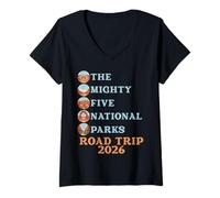Womens Mighty Five Utah Parks Road Trip 2026 Souvenir V-Neck T-Shirt
