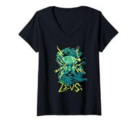 Womens Mighty Zeus Lightning God Graphic Art V-Neck T-Shirt
