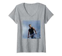 Womens Mike Piazza Baseball Catcher NY Mets MLB by Michael Grecco V-Neck T-Shirt