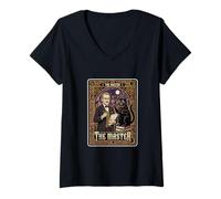 Women's Mikhail Bulgakov The Master Tarot Card Black Cat Novelist V-Neck T-Shirt