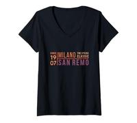 Womens Milano San Remo Spring Classic Cycling V-Neck T-Shirt