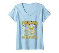 Womens Miles Are My Meditation - Traveler Bicycle - Cycling V-Neck T-Shirt