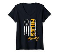 Women's Miles Surname American Miles Last Name Miles V-Neck T-Shirt