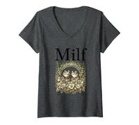 Womens Milf Man I Love Frogs Funny Fisherman Humor Nature Meme V-Neck T-Shirt