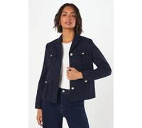 Womens Military Button Wool Short Jacket Navy 6