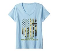 Women's Military Camo Inspirational Christian V-Neck T-Shirt