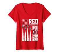 Women's Military Deployment Awareness Red Fridays Support V-Neck T-Shirt