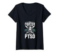 Womens Military Grade Mental Health Shirt - Fighter Not Victim V-Neck T-Shirt