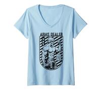 Womens Military Gym Skeleton Bodybuilder Funny Arms Dealer Soldier V-Neck T-Shirt