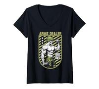 Womens Military Gym Skeleton Bodybuilder Funny Arms Dealer Soldier V-Neck T-Shirt