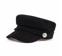 Womens Military Hat Sailors Fiddler Fisherman Cap Girls Painters Vintage Hat Wool Blend Sun Hat Black