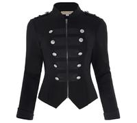 Women's Military Style Palace Jacket Vintage Gothic Drummer Blazer Zip Up Steampunk Band Tunic Outwear