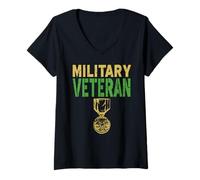 Womens Military Veteran Honor Medal Hero Recognition V-Neck T-Shirt
