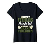 Womens Military Veterans Make The Best Grandchildren V-Neck T-Shirt