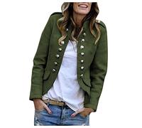 Women's Military: Wool Jacket Women's Transition Short Blazer Suit Jacket Long Sleeve Elegant Blazer with Buttons Front Blazer Autumn Summer Transition Jacket Stand-Up Collar Cardigan Business Suit