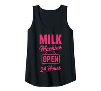 Womens Milk Machine Open 24 Hours Funny New Mother Breastfeeding Tank Top