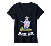 Womens Milkbar Cow Milk Cow Calf Farm Farmer Heifer Cows Animal V-Neck T-Shirt