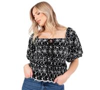Women's Milkmaid Blouse Ladies Peasant Top Square Neck Short Puff Sleeve Broderie Anglaise Elasticated Waist Boho Peplum