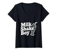Women's Milkshake Boy Funny Drink Lover Humor V-Neck T-Shirt