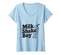 Women's Milkshake Boy Funny Drink Lover Humor V-Neck T-Shirt