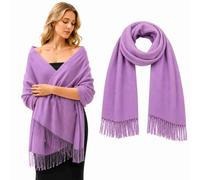 Women's Milky White Shawl And Scarf, Large 200 x 70 cm Fringed Wrap | 1-Piece, Wide Rectangular Design, Drapes Over The Shoulders Or Neck, For Weddings, Evening Events, Office Wear And Travel