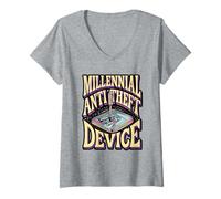 Womens Millennial Anti-Theft Device Stick Shift Joke V-Neck T-Shirt