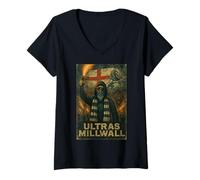 Womens Millwall Men's T-Shirt English Ultras Flag Fans England V-Neck T-Shirt