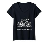 Womens Mind Over Miles Cycling Design V-Neck T-Shirt