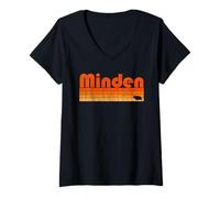 Womens Minden, Nebraska Retro 80s Style V-Neck T-Shirt