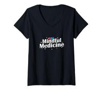 Women's Mindful Medicine Funny Placebo Design V-Neck T-Shirt