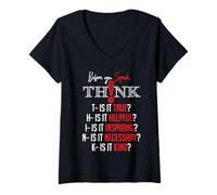 Women's Mindful Speech Acronym True Helpful Inspiring Kind Graphic V-Neck T-Shirt