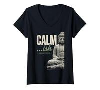 Women's Mindfulness Mantra Progress Not Perfection Buddha Quote V-Neck T-Shirt